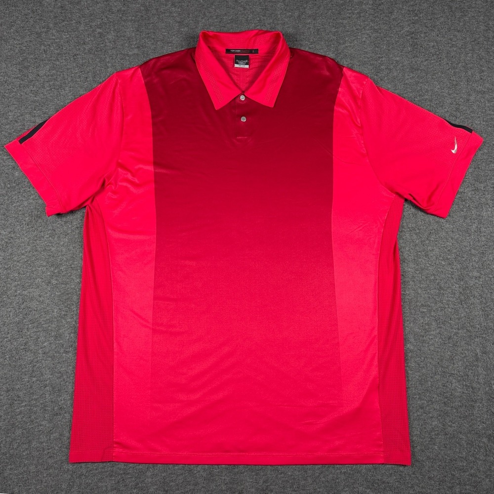 Nike Tiger Woods Mens XL Red Black TW Perforated Panel Golf Polo 639049-680